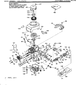Replacement Parts Diagram and Parts List for 143276372  Craftsman Engine