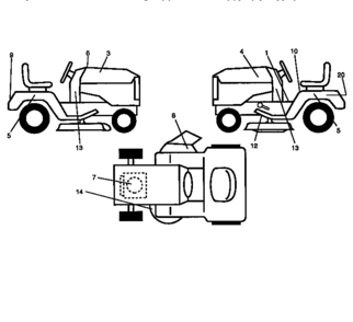 Decals Diagram and Parts List for 917270640  Craftsman Lawn Tractor