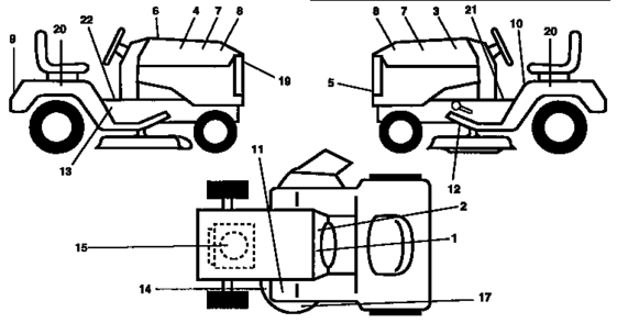 Decals Diagram and Parts List for 917257590  Craftsman Lawn Tractor
