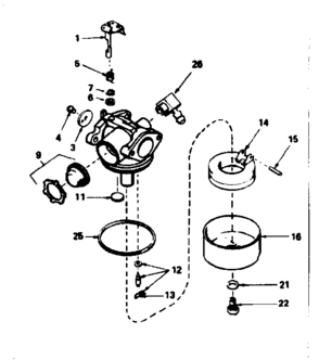 Carburetor Diagram and Parts List for 143384422  Craftsman Engine