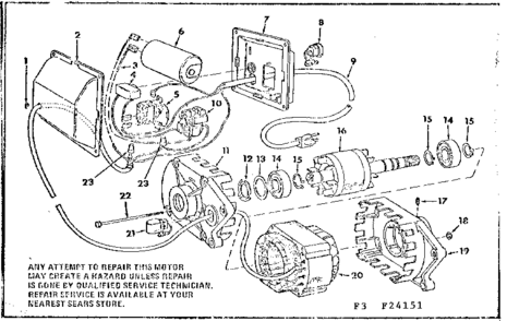 Motor & Control Box Assembly Diagram and Parts List for 113241510  Craftsman Table Saw