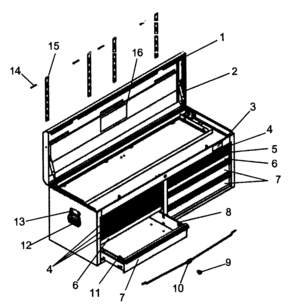 Part Location Diagram of 1008561 Craftsman Tool chest drawer trim