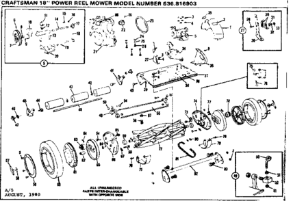 Reel Assembly Diagram and Parts List for 536816903  Craftsman Lawn Mower
