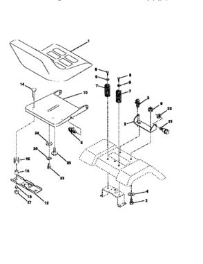 Seat Assembly Diagram and Parts List for 917256870  Craftsman Lawn Tractor