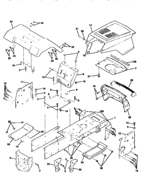 Chassis And Enclosures Diagram and Parts List for 917258080  Craftsman Lawn Tractor