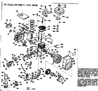Engine Diagram and Parts List for 143701022  Craftsman Engine