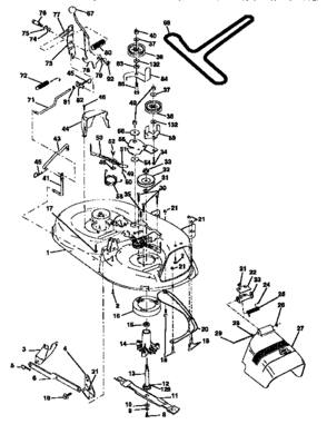 Mower Deck Diagram and Parts List for 917256812  Craftsman Lawn Tractor