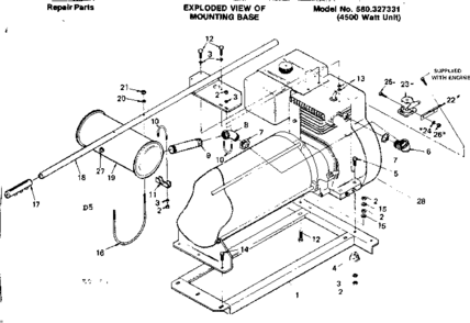 Mounting Base 327331 Diagram and Parts List for 580327311  Craftsman Engine