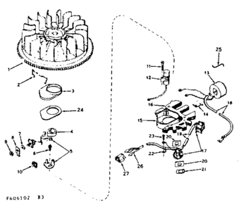 Alternator Magneto Diagram and Parts List for 143606102  Craftsman Engine