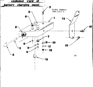 Battery Charging Panel Diagram and Parts List for 5803167-3  Craftsman Engine