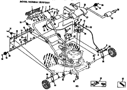 Handle Assembly Diagram and Parts List for 131973611  Craftsman Lawn Mower