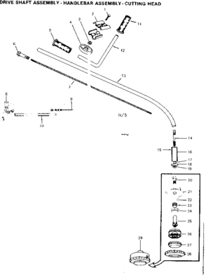 Drive Shaft Assem. Handlebar Assem. Diagram and Parts List for 23479590  Craftsman Trimmer