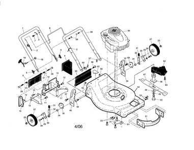 Diagram Diagram and Parts List for 917376053 Type 0 Craftsman Lawn Mower