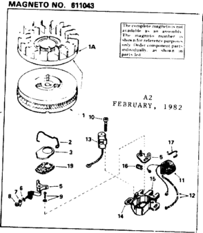 Magneto Diagram and Parts List for 143326212  Craftsman Engine