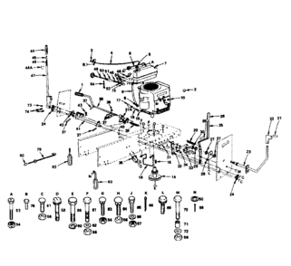 Power & Mechanical Controls Group Diagram and Parts List for 917252641  Craftsman Lawn Tractor
