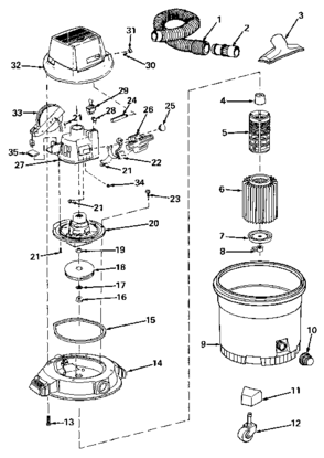 Unit Diagram and Parts List for 113178791  Craftsman Utility Vacuum