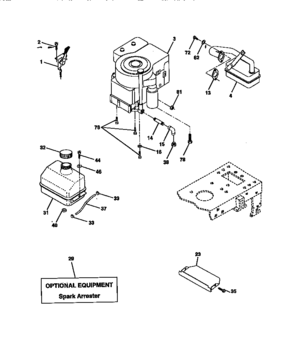 Engine Diagram and Parts List for 917270642  Craftsman Lawn Tractor