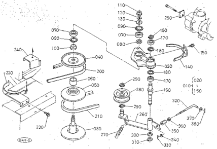 Tension Arm Diagram and Parts List for 3904  Craftsman Lawn Mower