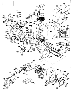 Basic Engine Diagram and Parts List for 143579112  Craftsman Engine