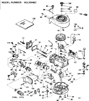 Replacement Parts Diagram and Parts List for 143284462  Craftsman Engine
