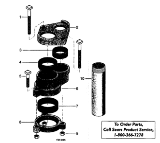 Vertical Casing Adapter Diagram and Parts List for 3902522  Craftsman Water Pump
