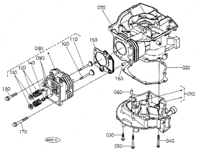Crankcase Cover Diagram and Parts List for 3901  Craftsman Lawn Mower