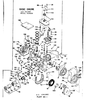 Basic Engine Diagram and Parts List for 143561082  Craftsman Engine