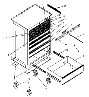 Chest Diagram and Parts List for 706619431  Craftsman Tool Stand & Cart