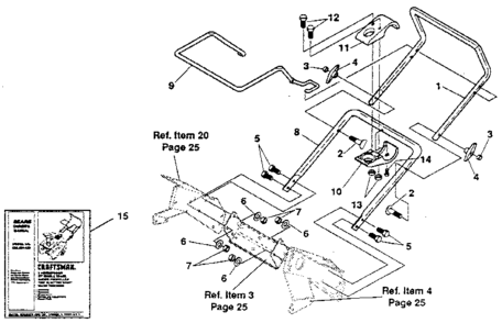Handle Assembly Diagram and Parts List for 536884420  Craftsman Snow Blower