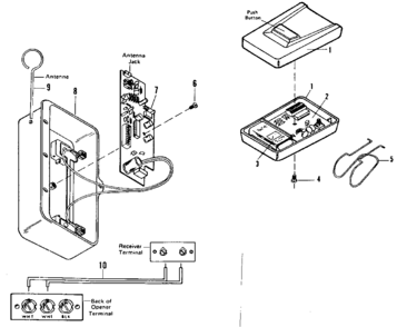 Radio Controls, Receiver, Transmitter Diagram and Parts List for 139664983  Craftsman Garage Door Opener