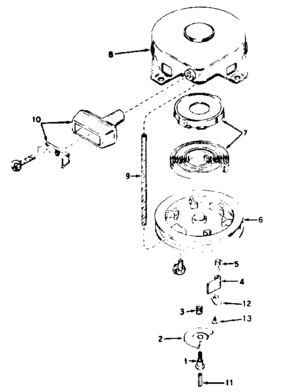 Rewind Starter No. 590473 Diagram and Parts List for 143626292  Craftsman Engine