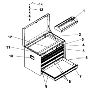 Part Location Diagram of T19532 Craftsman Tool chest nameplate