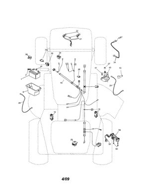Electrical Diagram and Parts List for 917254190  Craftsman Lawn Tractor