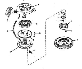 Rewind Starter No. 590358 Diagram and Parts List for 143521091  Craftsman Engine