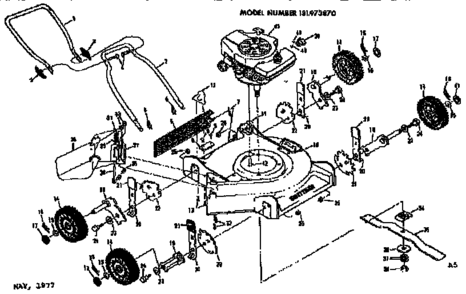 Mower Deck Diagram and Parts List for 131973870  Craftsman Lawn Mower