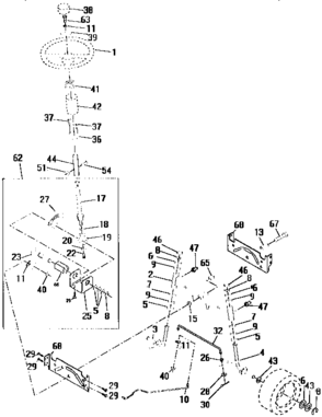 Steering Assembly Diagram and Parts List for 917259540  Craftsman Lawn Tractor