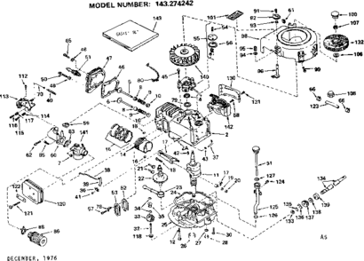 Engine Diagram and Parts List for 143274242  Craftsman Engine