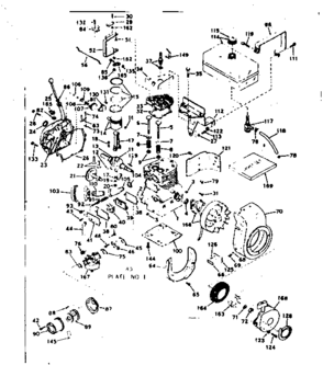 Basic Engine Diagram and Parts List for 143586042  Craftsman Engine
