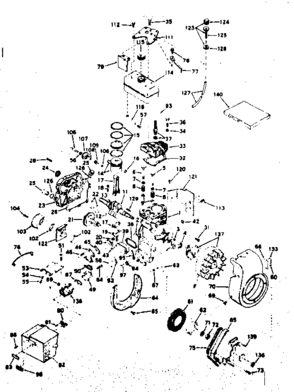 Basic Engine Diagram and Parts List for 143604012  Craftsman Engine
