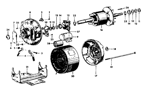 Unit Diagram and Parts List for 113196591  Craftsman Power Motor