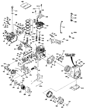 Replacement Parts Diagram and Parts List for 143836082  Craftsman Engine