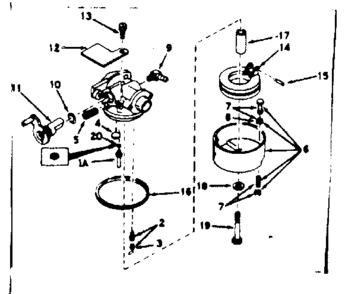 Carburetor Diagram and Parts List for 143184252  Craftsman Engine
