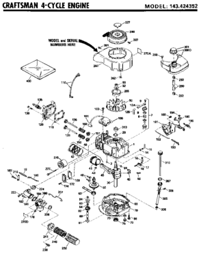 4-cycle Engine Diagram and Parts List for 143424352  Craftsman Engine