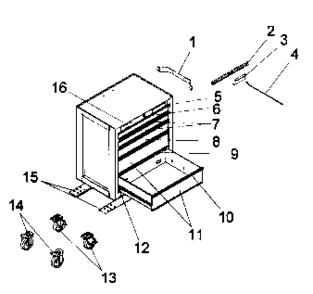 Cabinet Parts Diagram and Parts List for 706618152  Craftsman Tool Stand & Cart