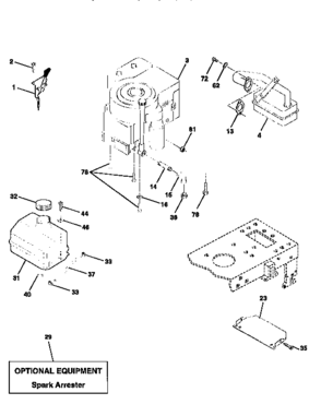 Engine Diagram and Parts List for 917258080  Craftsman Lawn Tractor