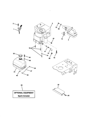 Engine Diagram and Parts List for 917270651  Craftsman Lawn Tractor