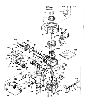 Basic Engine Diagram and Parts List for 143171072  Craftsman Engine