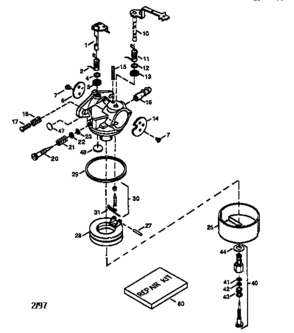 Carburetor 632689 (71/143) Diagram and Parts List for 143959001  Craftsman Engine
