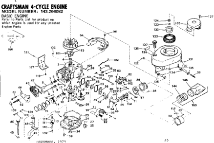 Replacement Parts Diagram and Parts List for 143266082  Craftsman Engine