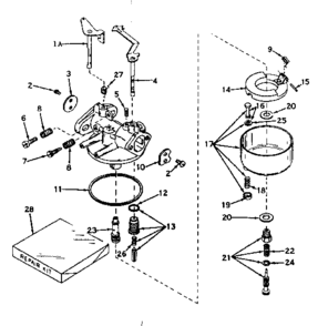 Carburetor No. 631251 Diagram and Parts List for 143572012  Craftsman Engine